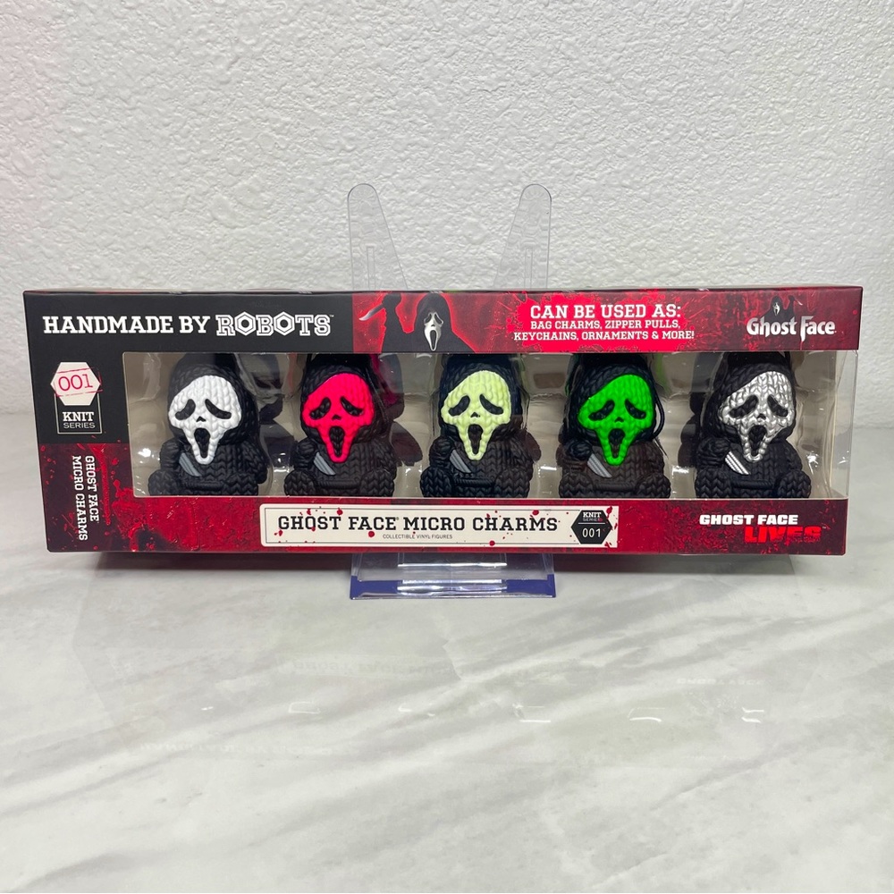 NEW Handmade by Robots Ghost Face Micro Charms 5 Pack Knit Series Horror Vinyl